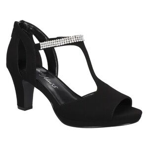 Easy Street Black Lamy Embellished Heeled Sandals Size 9